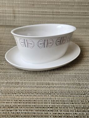 Vintage Franciscan Merry Go Round Gravy Boat Attached Underplate MCM